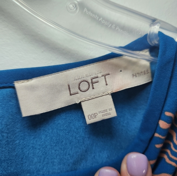 Loft Womens Iced Floral Flare Dress Peacock Blue Size 00P Long Sleeve EUC - Picture 3 of 7